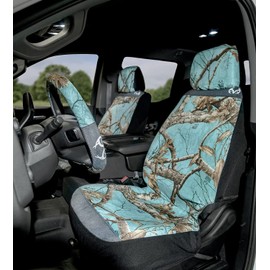 Realtree 4pc Camo Auto Accessories Kit, Timber, Xtra and Mint Camo - Includes 2 Universal Front Seat Covers and 2 Front Floor Mats (4-pc Seat Cover Package) (Edge Mint - 4pc)