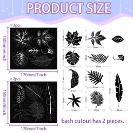 CHGCRAFT 4pcs Leaf Silhouettes Cutouts Decals Maple Leaf Mason Jar Decor Dragon Scrapbook Paper Cuts Jar Cutouts Window Decals Glass Wall Art Mural Home Decorations