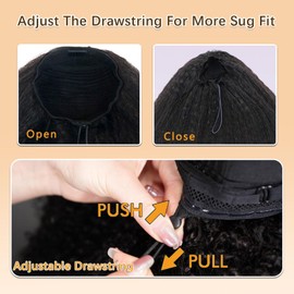 Glueless Half Wig Human Hair with Drawstring Kinky Straight Half Wig 180 Density Headband Wig Human Hair 3 In 1 Seamless Flip Over Half Wigs Human Hair 18 Inch Kinky Curly Half Wig