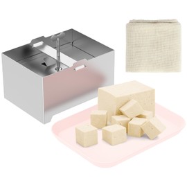 Tofu Press Kit Food Grade 304 Stainless Steel Tofu Maker with Gauze and Drip Tray Detachable and Pressure Adjustable Press Maker for Homemade Cheese yogurt(Large)