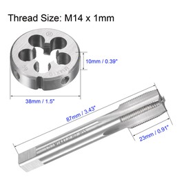 Unifizz M14 x 1mm Metric Tap and Die Set, Machine Thread Screw Tap with Round Threading Die, Tap & Die Kit for Nut Screw Bolt Thread Repair