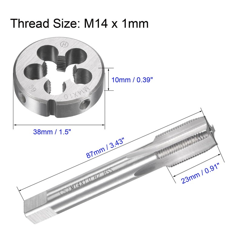 Unifizz M14 x 1mm Metric Tap and Die Set, Machine