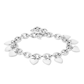 Echtzeit Stainless Steel Multiple Heart Pendants Bracelet - 23cm Long - Endless Love with Chunky Link Chain, Stainless Steel, No Gemstone