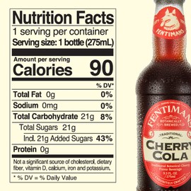 Fentimans Sparkling Cherry Cola - Cherry Soda, Craft Soda, Natural Ingredients, No Artificial Colors, Flavors or Preservatives, All Natural Cola, Botanically Brewed - Cherry, 37.2 oz (Pack of 24)