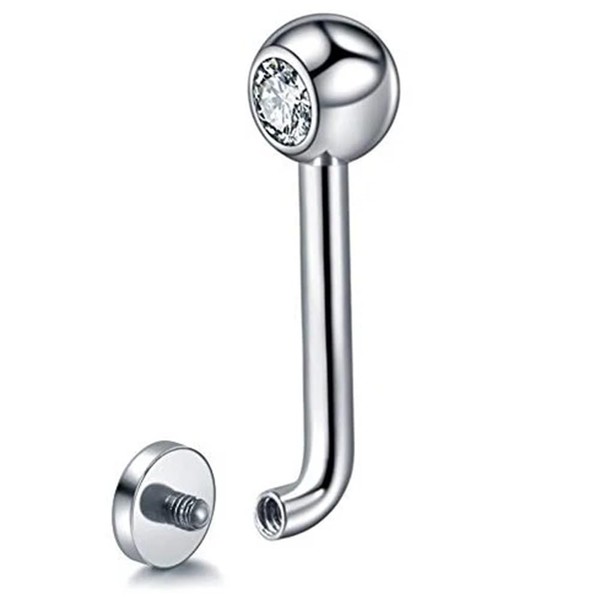 14GA 316L Stainless Steel Internally Threaded CZ Crystal VCH Piercing