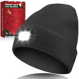 Unisex LED Beanie Hat with Light, Christmas Stocking Stuffers Gifts for Men, White Elephant Gifts for Adults Men