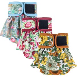 Langsprit Washable Female Dog Diapers (3 Pack) - Reusable Dog Diapers for Female Dogs - Highly Absorbent Dog Dresses for Dogs in Period,Heat or Excitable Urination(X-Large)