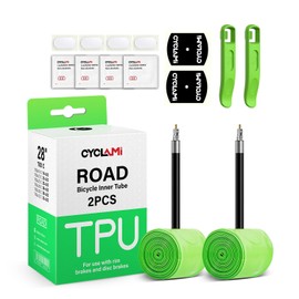 Set of 2 CYCLAMI 1.1 oz (30 g) Ultralight Road Bike TPU Inner Tube, 700C Bike Tires, 28 inches, 700 x 18, 23, 25, 28, 30, 32c, Valve Length: France, 2.6 inches (65 mm), Japanese Instruction Manual