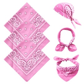 FUIPVGI 3 Stück Rosa Bandana Damen Herren, Halstücher für Herren, Halstuch Kopftuch Paisley Muster Headwear Haar Schal Ansatz Handgelenk Kopf Band Kopf Bindung Mode Accessoires (Rosa)