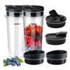 2Pcs Replacement 16oz Blender Cups with 4Pcs Sip & Seal
