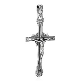 NKlaus 925 Sterling Silver Cross Orthodox Crucifix Pendant Faith Symbol 6256 Baptism, Silver, No Gemstone
