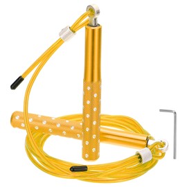 PATIKIL Jump Rope for Fitness, Speed Skipping Rope Adjustable Jumping Rope Ball Bearing Swivel Aluminium Alloy Handle with Wrench for Aerobic Exercise, Yellow