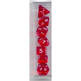 Dice & Games, LTD New MINI-RPG Dice Set of 7 (Tube) - Translucent Red