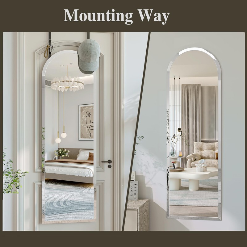 Over the Door Mirror Full Length, 48x14 Inch Frameless Door