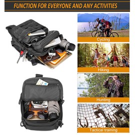 VIIDOO Molle Sling Bag for Men Tactical, Black Military Molle Concealed Carry Chest Shoulder Bag Backpack for Travel Hiking Outdoor Sports