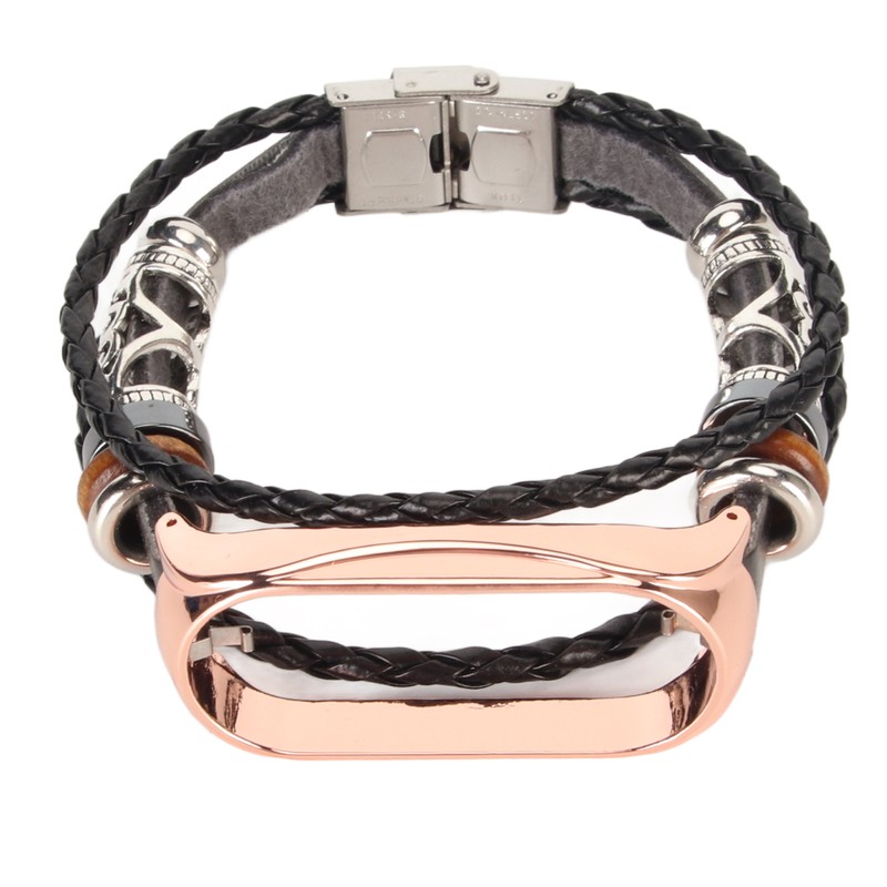 Leather Strap for Xiaomi 7 NFC Bracelet Metal Buckle Ethnic