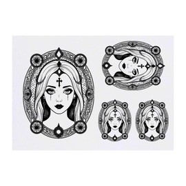 4 x 'Gothic Motif' Temporary Tattoos - Water Resistant, Skin-Safe, Non-Toxic Transfers, Mixed Sizes (TO00078272)