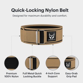 ARMOURS Weight Lifting Belts - Quick Self Locking 4" Premium Quality Weightlifting Belt with Padded Back Support for Men Women Gym Workout Fitness crosfit Training
