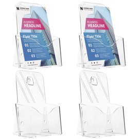 Viymgit 4 x A5 Clear Acrylic Wall Mount / Countertop Single Pocket Dispenser for Literature, Brochure, Flyer and Menu
