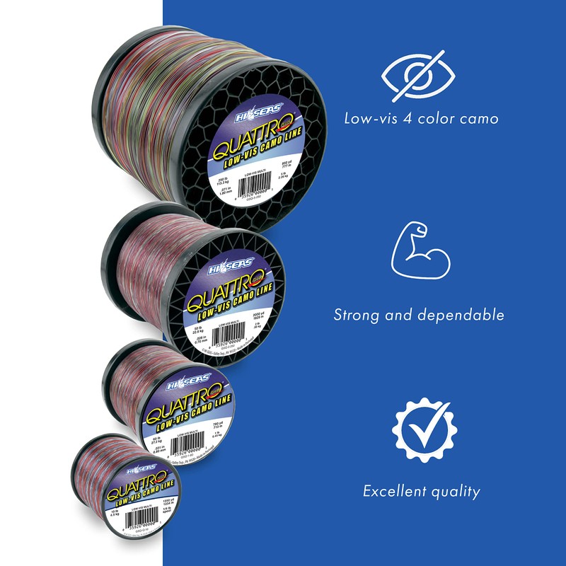 Hi-Seas Quattro Monofilament Line, 4 Camouflage, 12 Pound Test, 1-Pound
