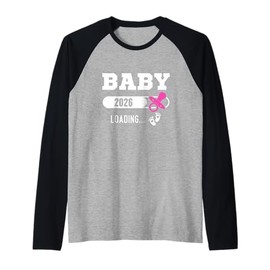 Baby Loading Est 2026 Baby Reveal Pregnancy Announcement Raglan Baseball Tee