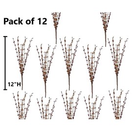 Factory Direct Craft Pack of 12 Oak Lawn Pip Berry Stems Fall Rustic Berries, Farmhouse Home Decor for Table Arrangements and Seasonal Centerpiece Decorations (12" H)