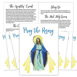 Pray The Rosary Folding Card with Read Along Prayers, Catholic Sunday School Learning for Kids, 4 X 3 Inches, Pack of 10