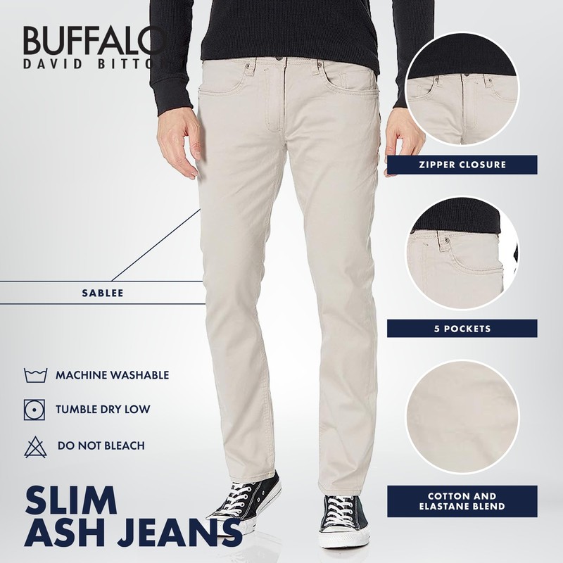 Buffalo David Bitton Men's Slim Ash Jeans, SABLEE, 30W x
