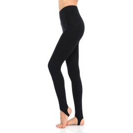 JJJ Women's Solid Cotton Spandex Jersey Stirrup Leggings (Black, X-Large)