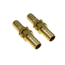 SENRISE Barb Connector 2Pcs Brass Straight Bulkhead Pipe Fitting BSP Hose Pipe Adapter for Air Fuel Water (6-10mm) 10mm Gold