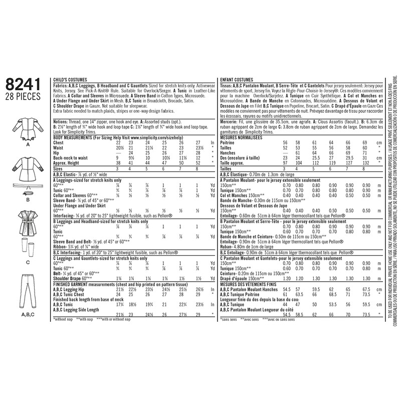 Simplicity Patterns 8241 Child's Warrior Costumes