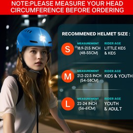 DKONI Smart Bike Helmet with USB Rechargeable Front & Back LED Light Adult Bicycle Helmets for Urban Commuter Cycling Scootering Skateboarding Skating(Small, Blue)