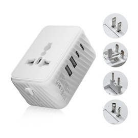 BOBOPACK Worldwide Travel Adapter (2 USB-A + 2 Type C), Travel Adapter Worldwide, 17W-3.4A Universal Travel Plug, Suitable for EU/UK/USA/Australia Compatible with Smartphone, Tablet, Travel Charger