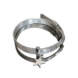 Y2K Star Bracelets For Women Gothic Punk Link Bracelet Stainless Steel Adjustable Aesthetic Bangle Bracelet Friendship Birthday Gifts Party Accessories-Silver Star