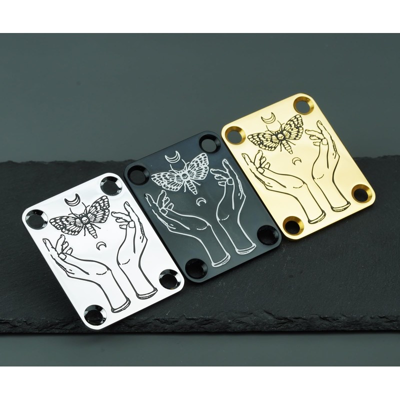 Guyker Guitar Neck Plate, 4-Holes Stainless Steel Electric Guitar Bass