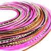 21 Natural & Hot Pink Color Hair Feathers - 7”-