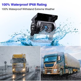 Backup Camera System 7 Inch IPS HD Monitor+Reverse Waterproof 170°View Angle 18IR Night Vision RV Back up Camera System Kit for RV/Bus/Pickup/Van/Truck/Trailer(9-35V) (1 Monitor+2 Cameras)