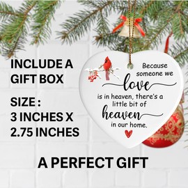 Cardinal Christmas Ornament Gifts, Because Someone We Love is in Heaven Ornament, Memorial Ornament Gifts, Cardinal Sympathy Gift, Christmas Tree Ceramic Ornament