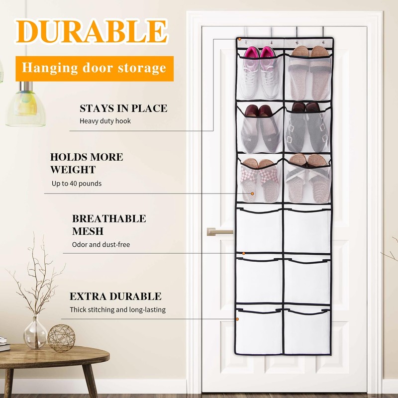 GOMAJI 12 Large Mesh Pockets Over The Door Shoe Organizer