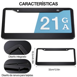 KIROTLA 2 Pcs Marco de Matrícula de Carro - Porta Placas Para Auto Juego De Accesorios Para Marco De Coche Soportes Universales Para Matrícula Portaplacas de Acero Antioxidantes(16.2*32cm,6.38*12.6in)
