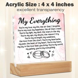 Gifts for Wife Romantic, Valentines Day Anniversary Birthday Gifts I Love You Gifts for Her, Love Gifts You Are My Everything Acrylic Desk Plaque Sign Home Decor