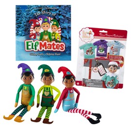 The Elf on the Shelf: Elf Mates Tri-Pack Dark Tone Elves with Sweet Tees Multipack - 3 Elf-Sized Holiday T-Shirts