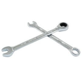 HARSKIYER 7/16 Inch Ratcheting Wrench Set, 2 Pieces SAE Ratcheting Combination Wrench with 12 Point Design, 72 - Tooth Ratchet Spanner with Chrome Plating