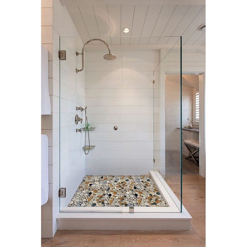 Parrotile Pebble Shower Floor Tile Bathroom Beige Wall Backsplash Mosaic