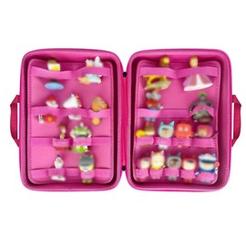 Qixiang CB Carrying Case for Tonies Figures Audio Play Character, Toy Storage Box with Handle for Tony Figurine with 28PCS Carrying Holder (Pink)