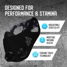 TRAININGMASK 2.0 - Elevation Training Mask for High Altitude Endurance & Breathing Workouts - Ideal for Running & Cardio (Medium, Blackout)