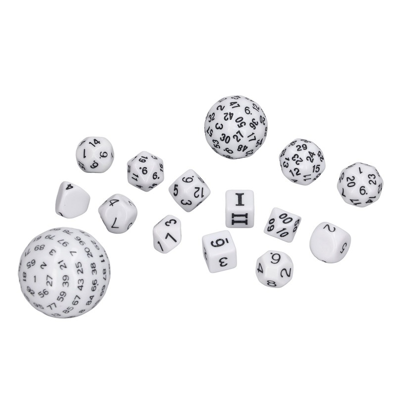 15pcs Complete Polyhedral Dice Set Acrylic D3 to D100 Spherical
