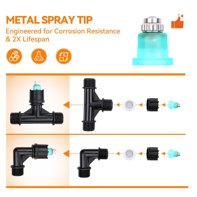 4-Nozzle Sprayer Boom Wand with 3/8" & 1/2'' Brass Fittings,
