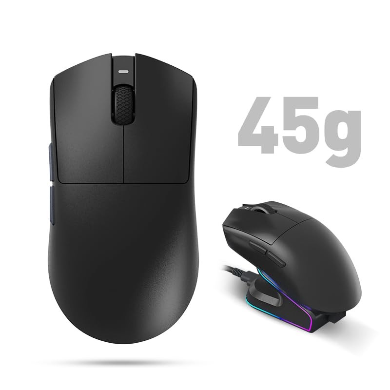 Ultra Lightweight 45G Tri-Mode Wireless Mouse with Charging Dock, Bluetooth,