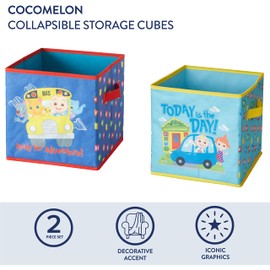 Idea Nuova Cocomelon Set of Two Spacious Collapsible Storage Cubes, 10"x10"